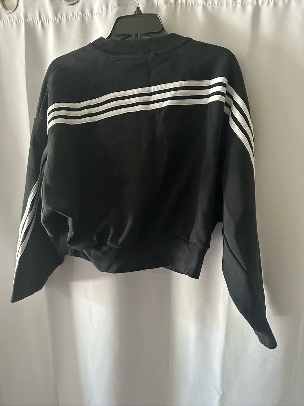 adidas cropped Black Sweatshirt with White Logo Tag